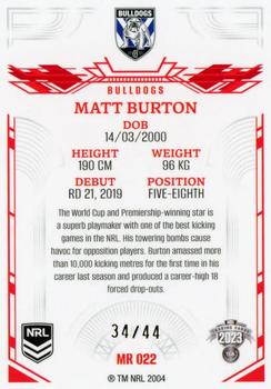 2023 NRL Traders Elite - Mojo Ruby #MR022 Matt Burton Back